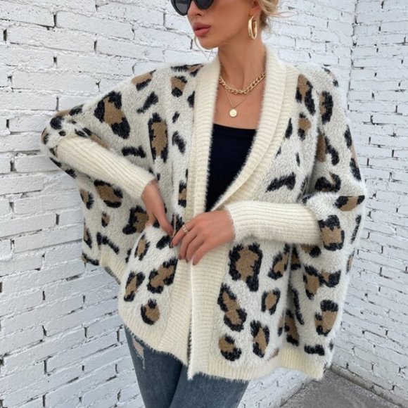 Fuzzy Leopard Cardigan Sweater - Picture 14 of 14